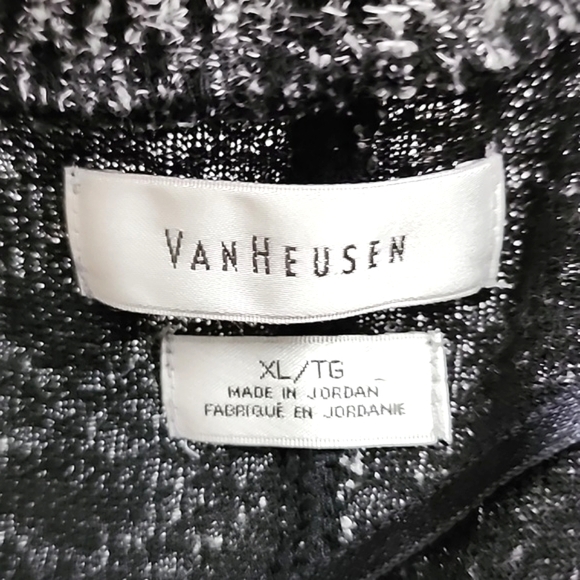 VanHeusen Cardigan Open Front Cardigan Shawl Neck Black White Textured Knit  XL - Picture 8 of 10